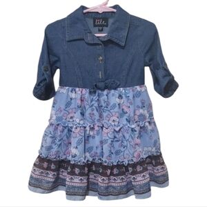 Lilt Girls Jean and Flower‎ Dress Size 2T